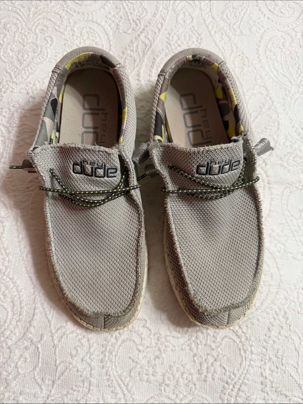 Hey Dude Size 9 Wally Sox Fog Women’s Grey Mesh Slip-On Loafers